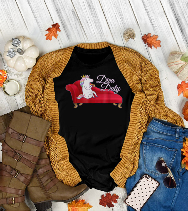 Diva Duty Unicorn Princess Horse Queen Funny Couch T-Shirt