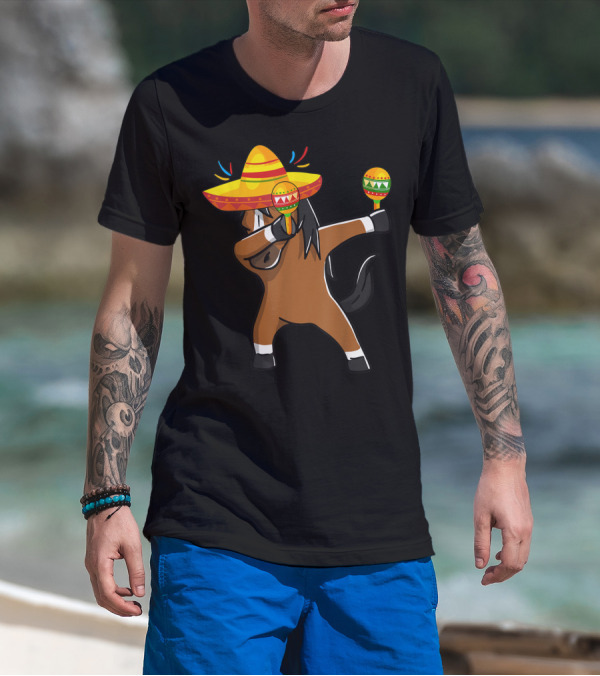 Dabbing Horse Sombrero Maracas Mexican Cinco T-Shirt