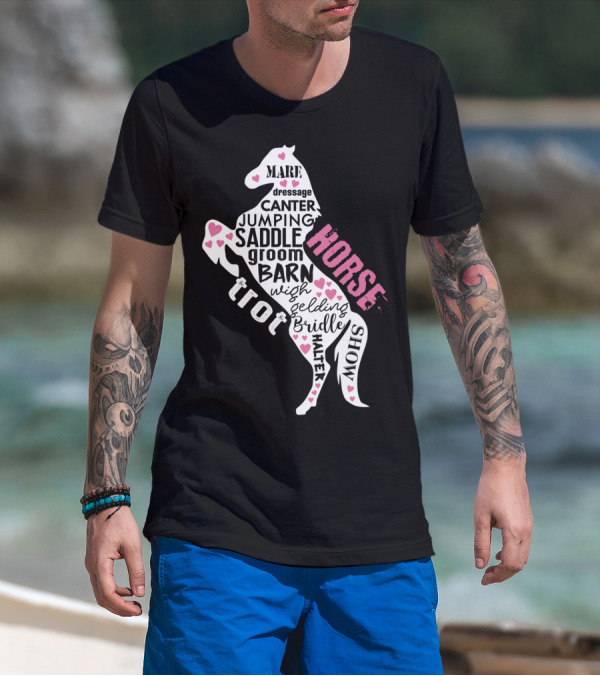 Dancing Horse Riding Girls Equestrian Mare Dressage Canter Jumping Saddle Barn Horse Show T-Shirt