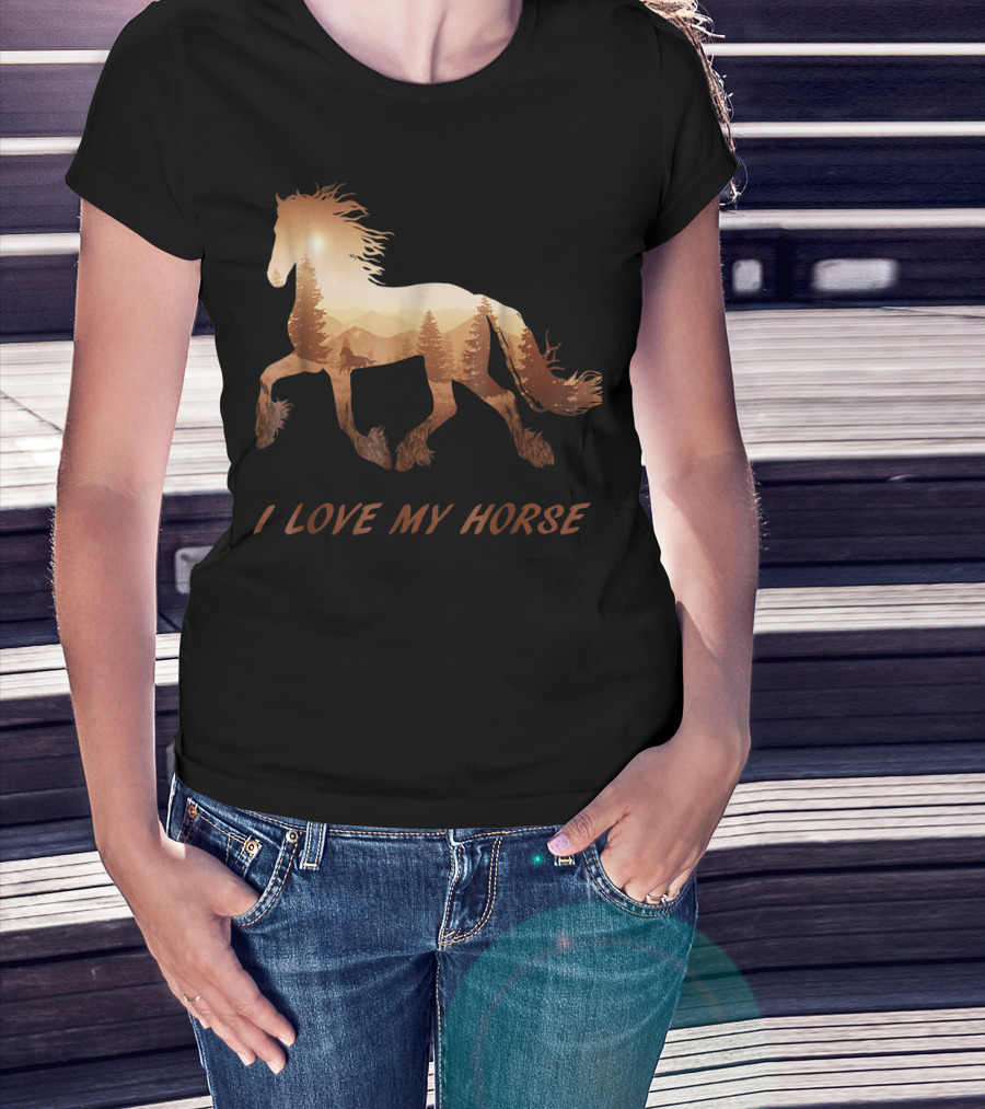 I Love My Horse Riding Sunset T-Shirt
