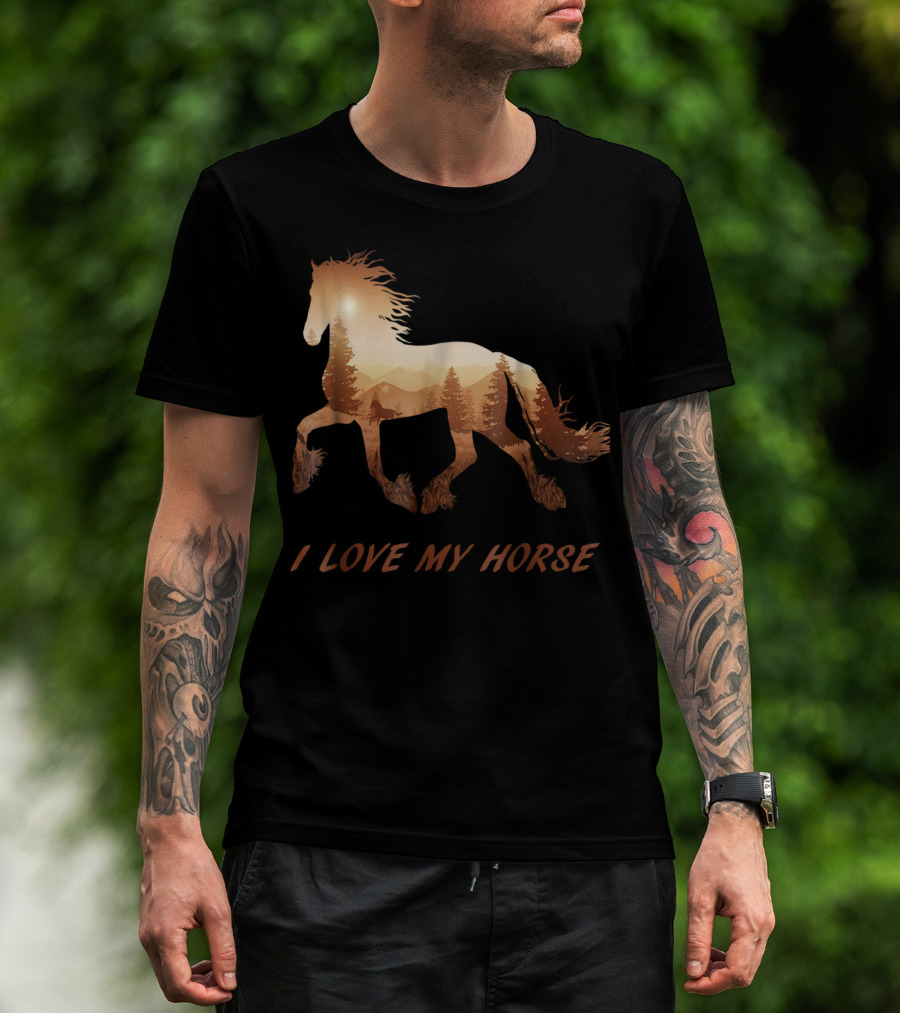 I Love My Horse Riding Sunset T-Shirt