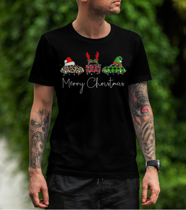 Beetle Classic Merry Christmas Santa Lights Funny Beeble T-Shirt