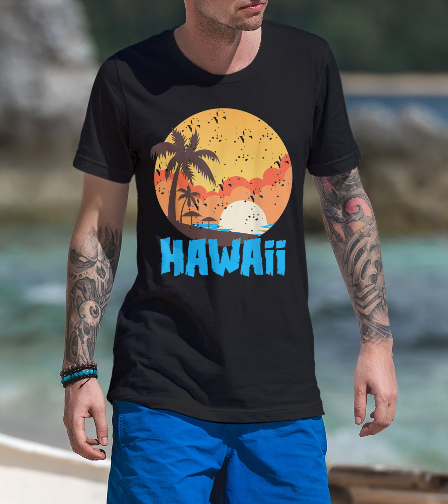 Hawaii Sunset Palm Beach T-Shirt