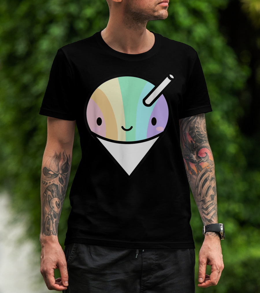 Kawaii Rainbow Shaved Ice Hawaiian Shave Ice Cute Smile Cone T-Shirt