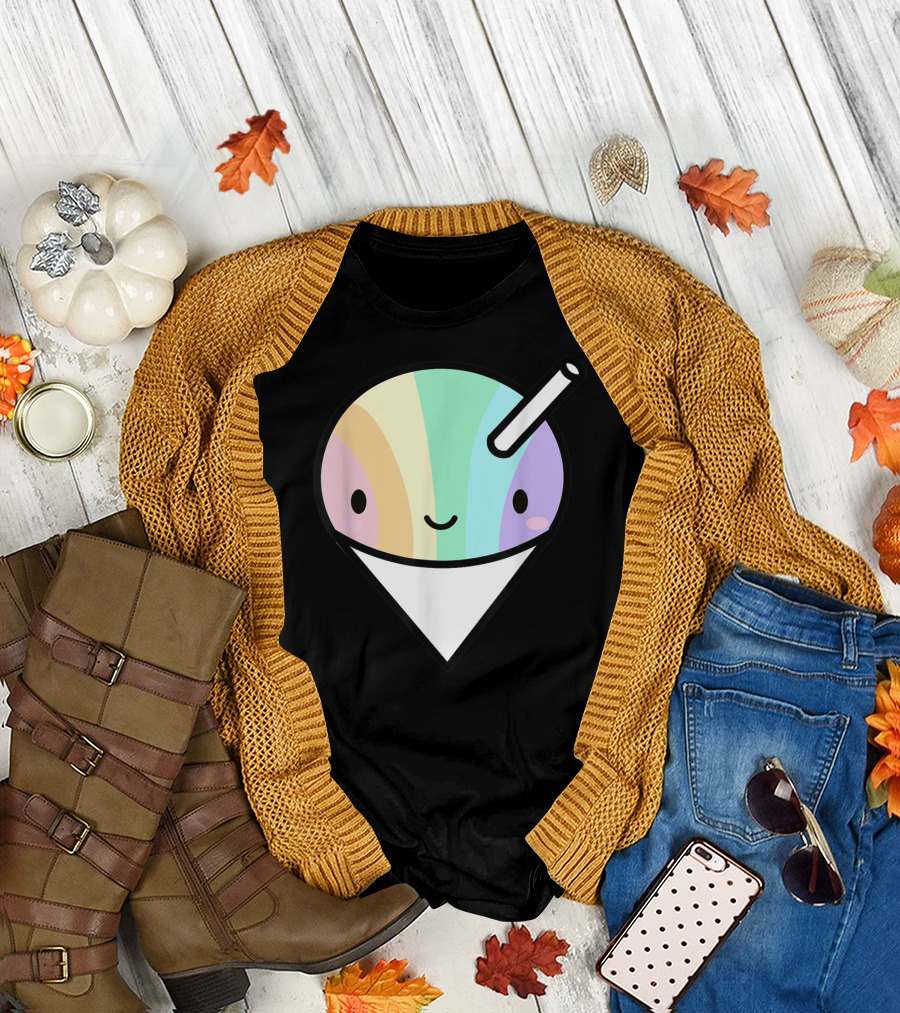 Kawaii Rainbow Shaved Ice Hawaiian Shave Ice Cute Smile Cone T-Shirt