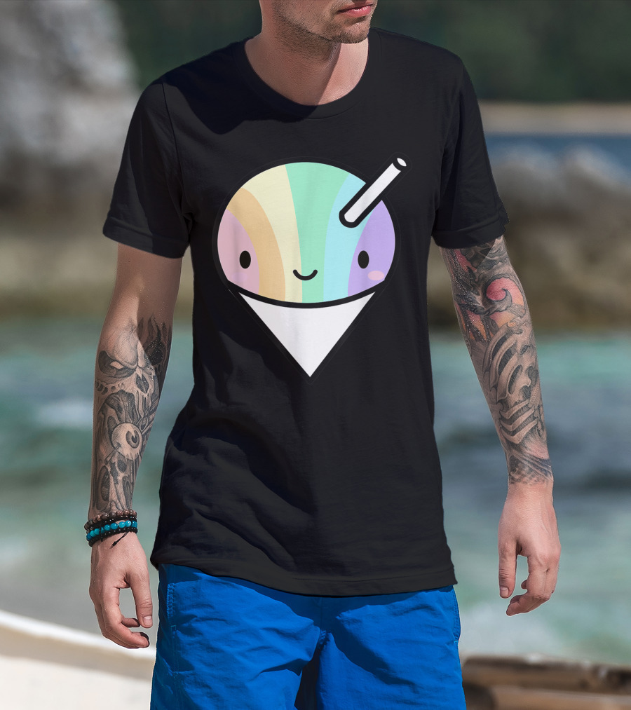Kawaii Rainbow Shaved Ice Hawaiian Shave Ice Cute Smile Cone T-Shirt