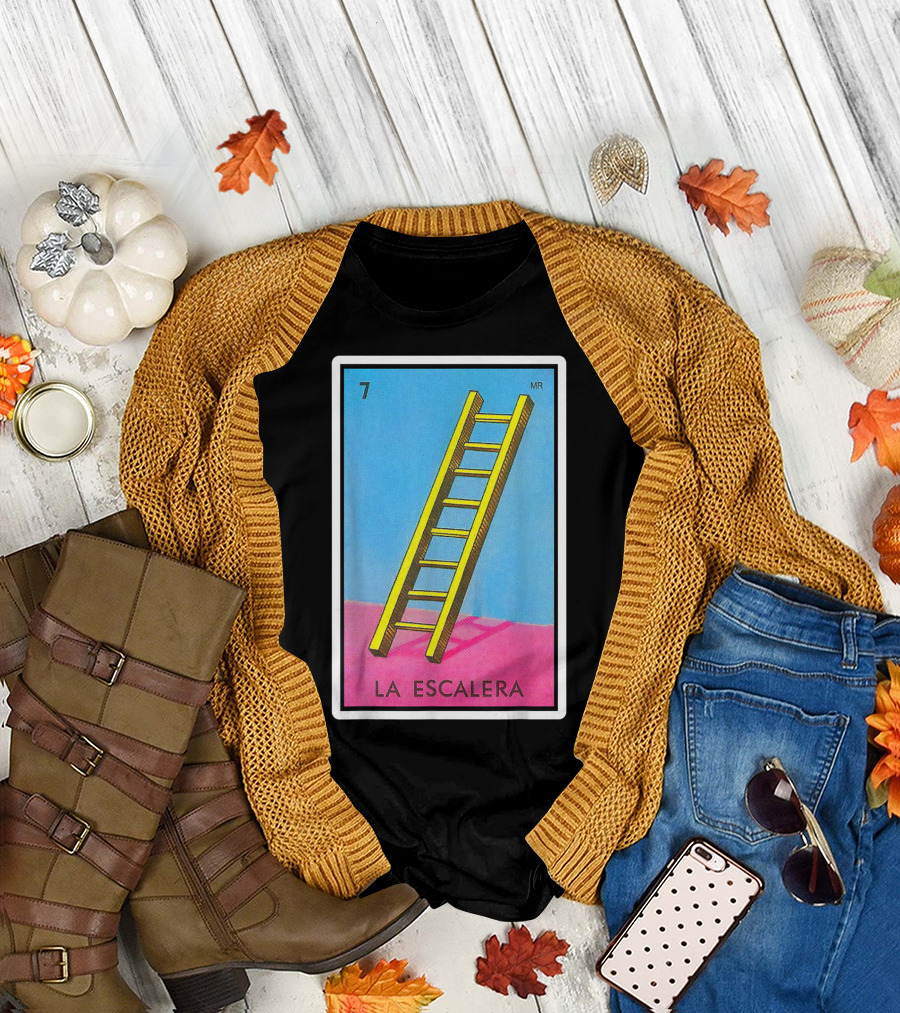La Escalera Card Number 7 Loteria Mexican Lottery Bingo T-Shirt