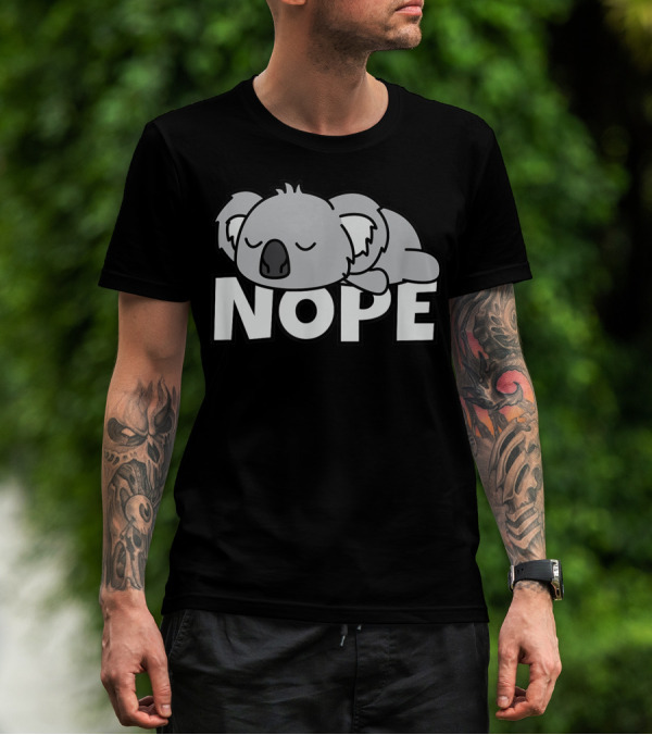 Lazy Koala Nope Cute Comic Baby Bear T-Shirt