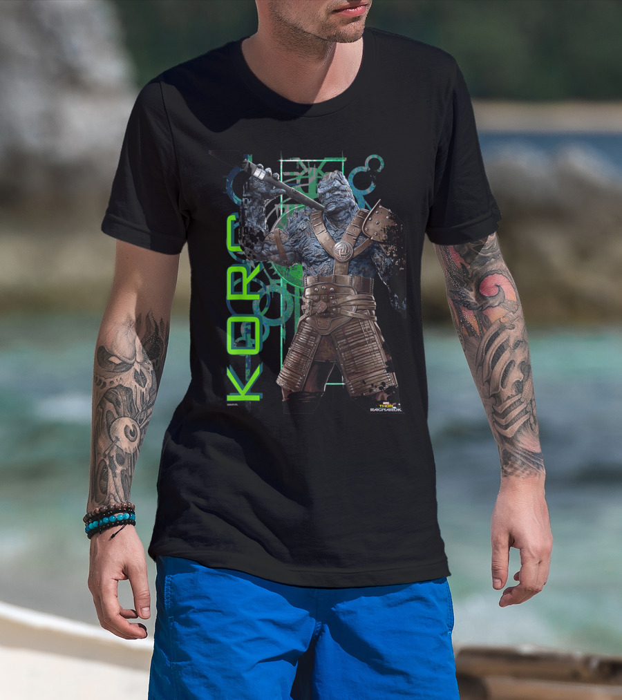 Marvel Thor Ragnarok Korg Green Symbols Character T-Shirt