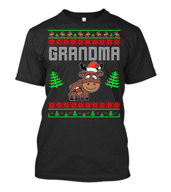 Grandma Christmas Moose Family Matching Holiday T-Shirt