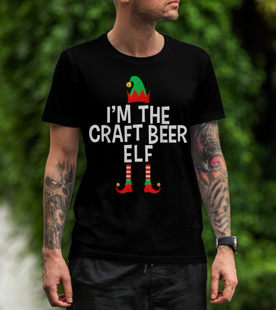 I'm The Craft Beer Elf Striped Elf Hat And Shoes T-Shirt