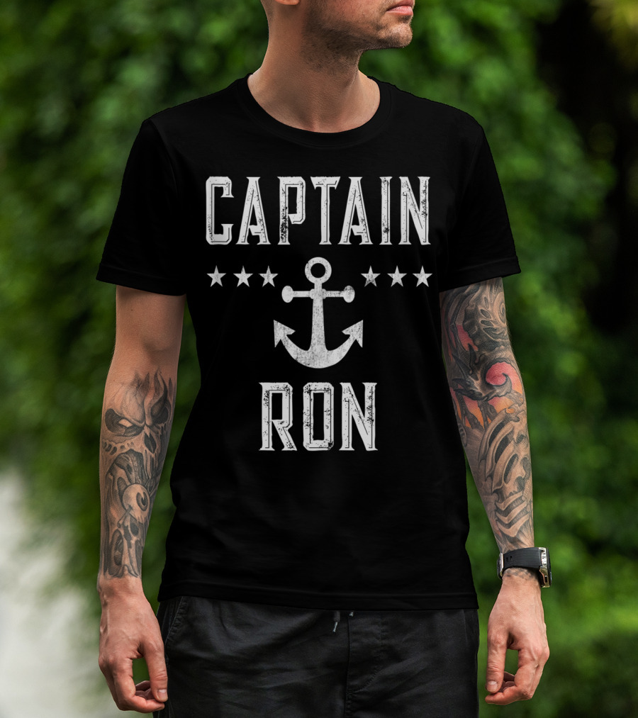 Captain Ron Vintage Anchor Star Design Mens Family Cruise Lake T-Shirt