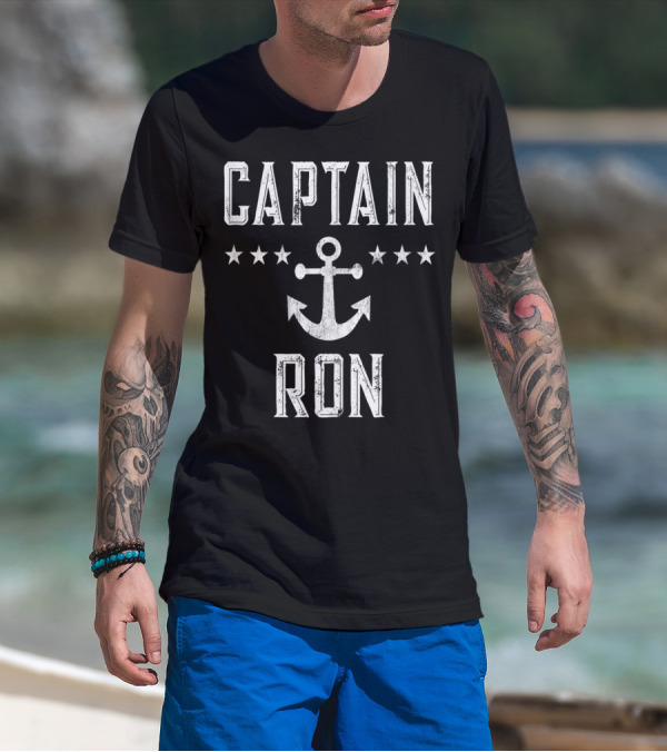 Captain Ron Vintage Anchor Star Design Mens Family Cruise Lake T-Shirt