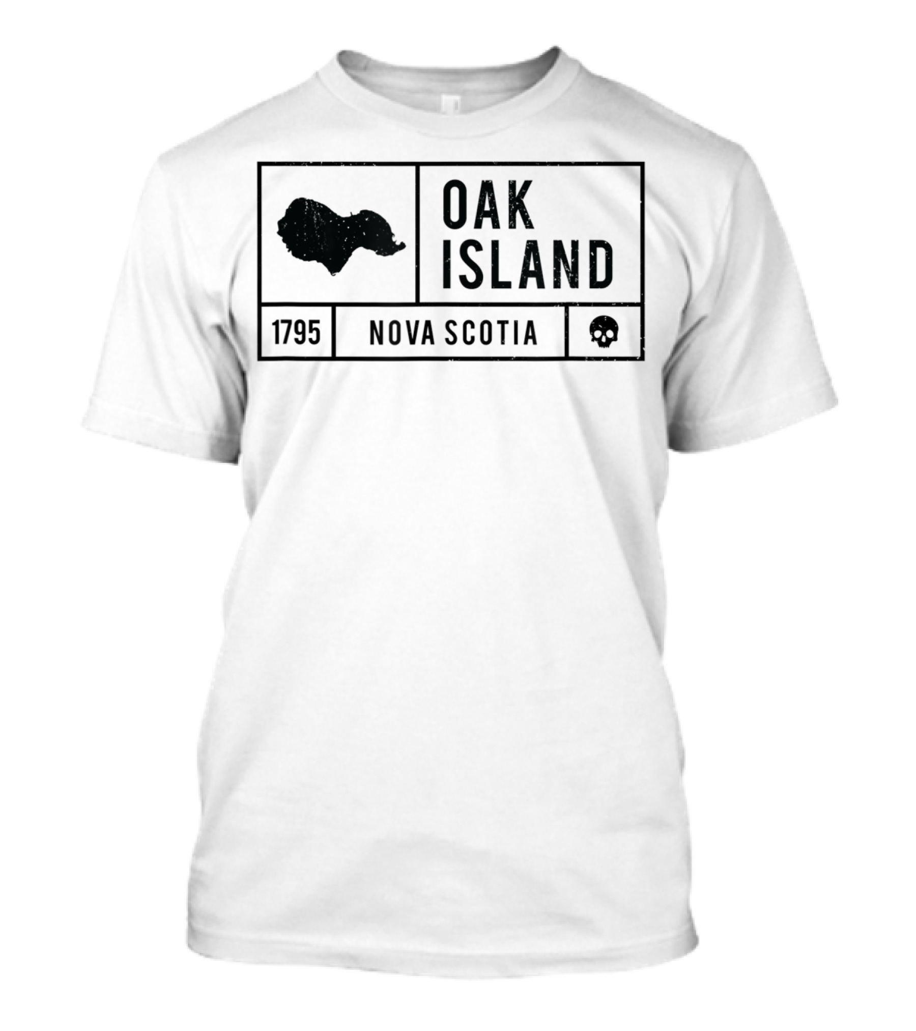Oak Island 1795 Nova Scotia Map Skull T-Shirt