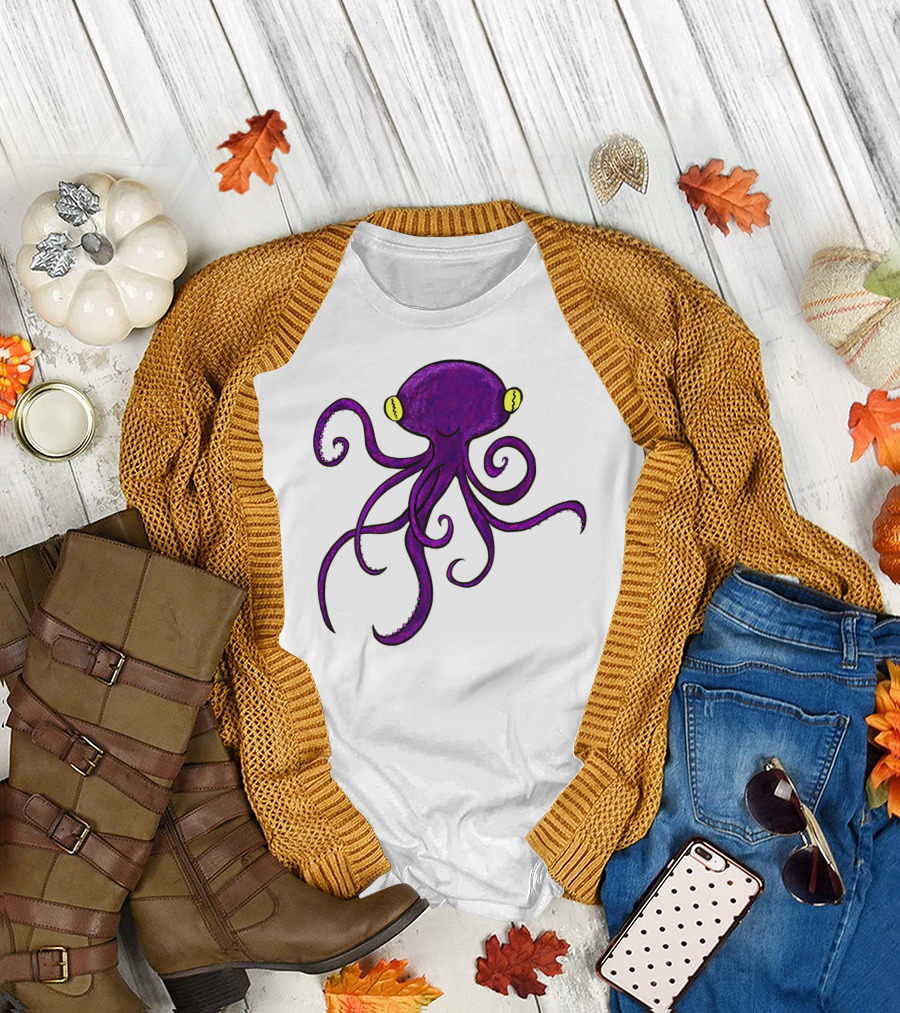 Purple Octopus Whimsical T-Shirt