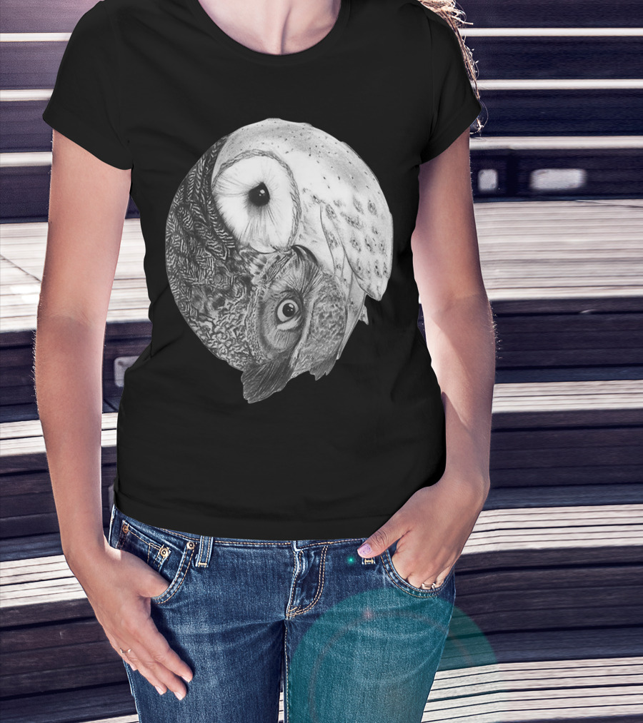 Snowy Owl Barn Owl Yin Yang T-Shirt