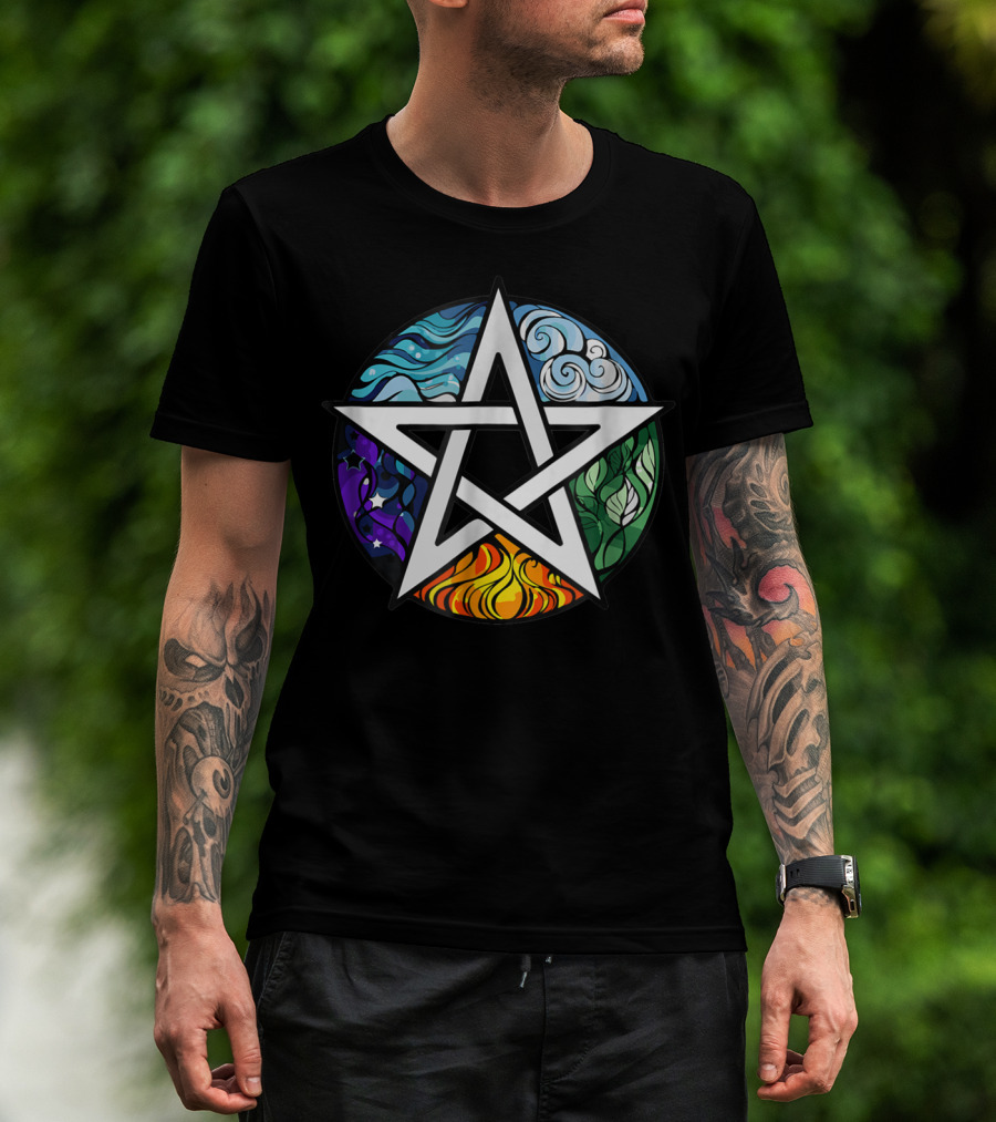 Pagan Witch Pentacle Elements Mens Womens T-Shirt