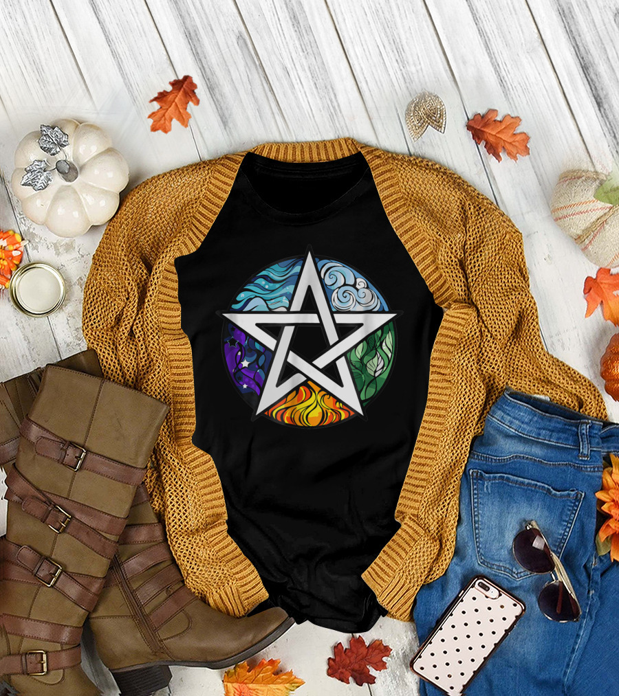 Pagan Witch Pentacle Elements Mens Womens T-Shirt