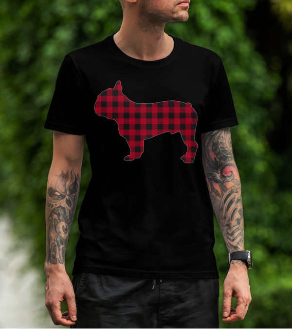 Red Plaid French Bulldog T-Shirt