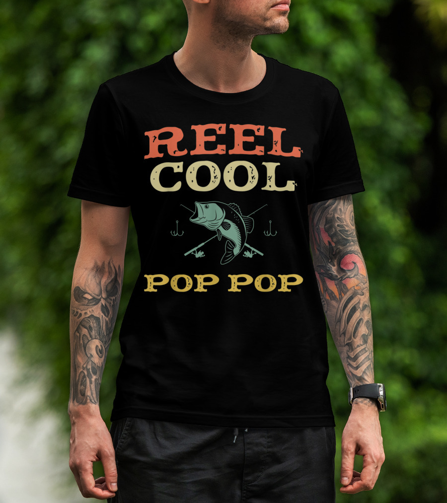 Reel Cool Pop Pop Fishing Bass Hooks T-Shirt