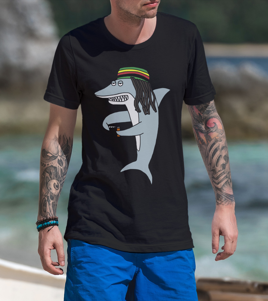 Reggae Shark Dreadlock Rastafarian T-Shirt