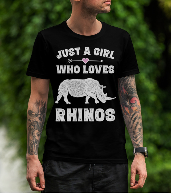 Just A Girl Who Loves Rhinos Retro Vintage Rhinoceros T-Shirt