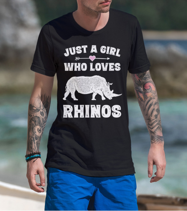 Just A Girl Who Loves Rhinos Retro Vintage Rhinoceros T-Shirt