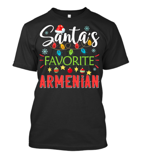 Santa's Favorite Armenian Christmas Lights Santa Hat T-Shirt