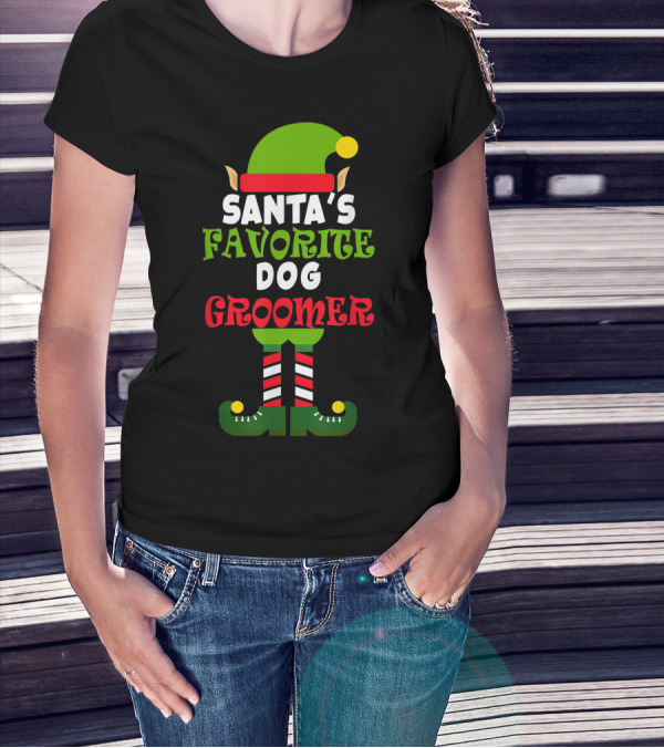 Santa's Favorite Dog Groomer Elf Costume T-Shirt