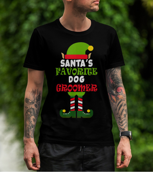 Santa's Favorite Dog Groomer Elf Costume T-Shirt
