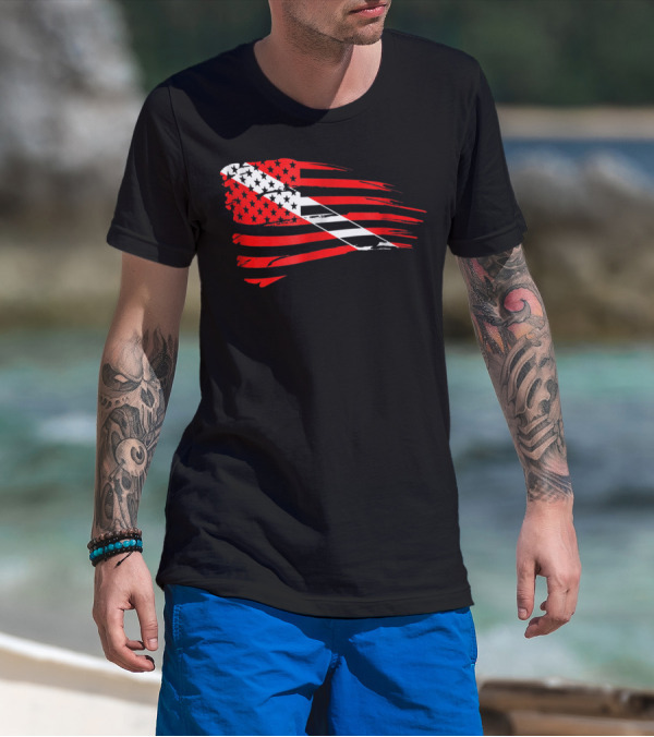 American Flag Scuba Diving Dive Flag Patriotic T-Shirt