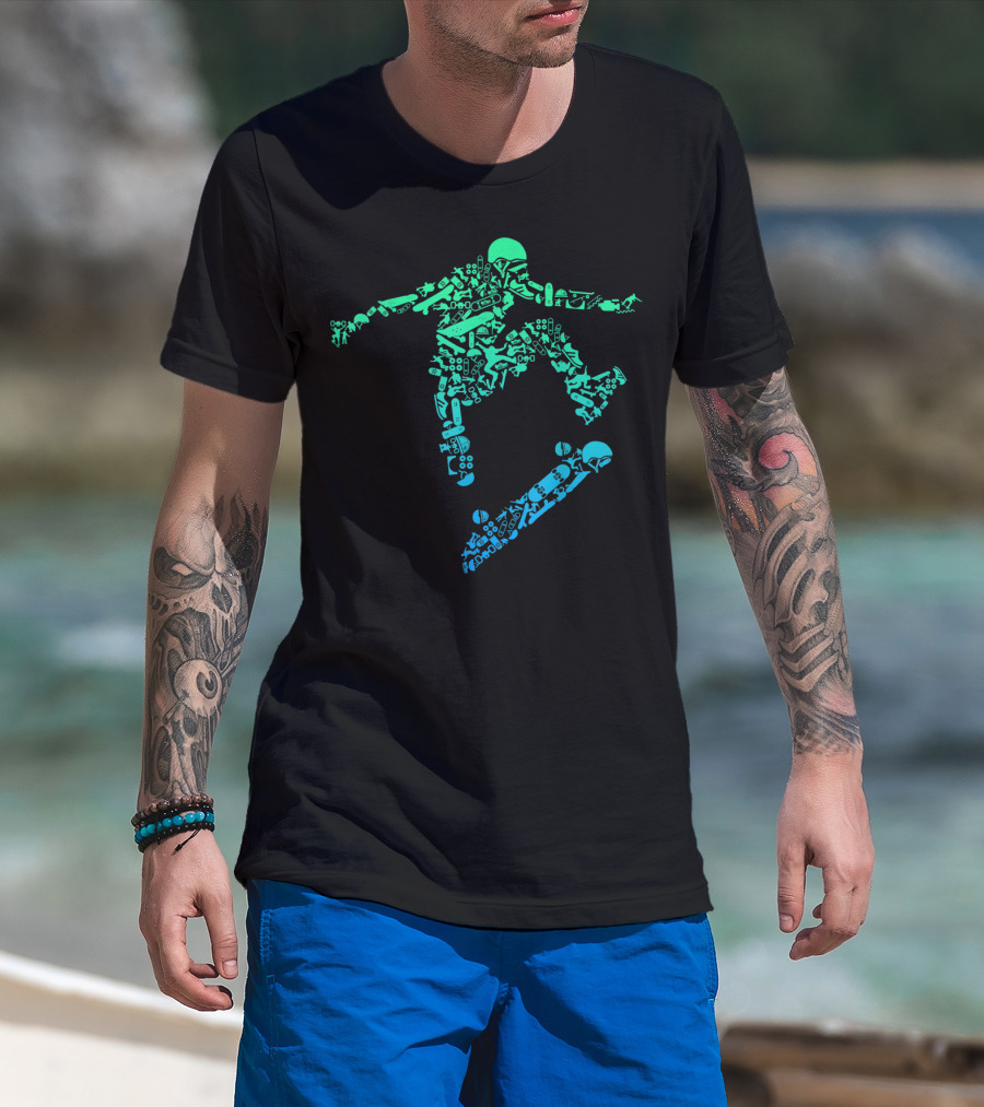 Skater Skateboarding Gear Helmet Skateboard Tricks Iconic T-Shirt