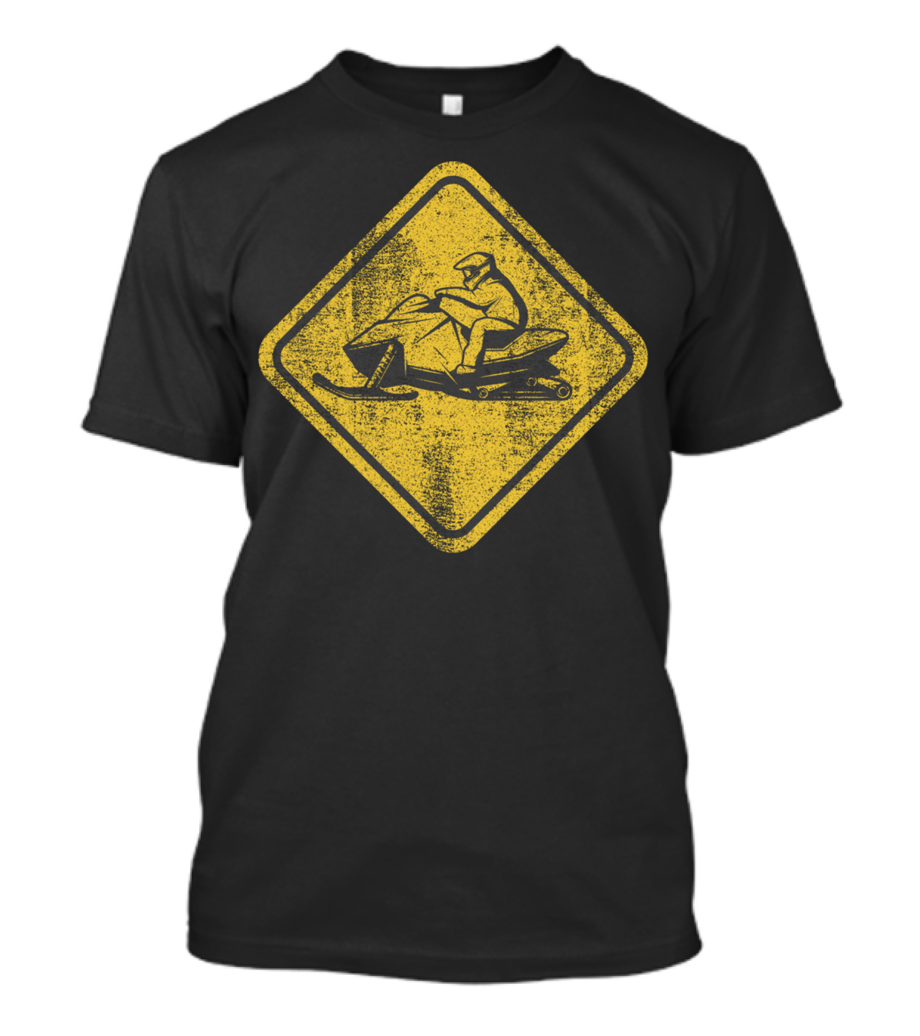 Snowmobile Crossing Yellow Caution Sign T-Shirt