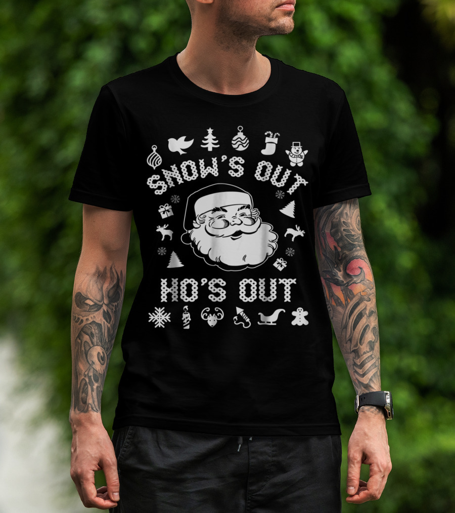 Snow's Out Ho's Out Funny Santa Christmas Holiday Icons T-Shirt