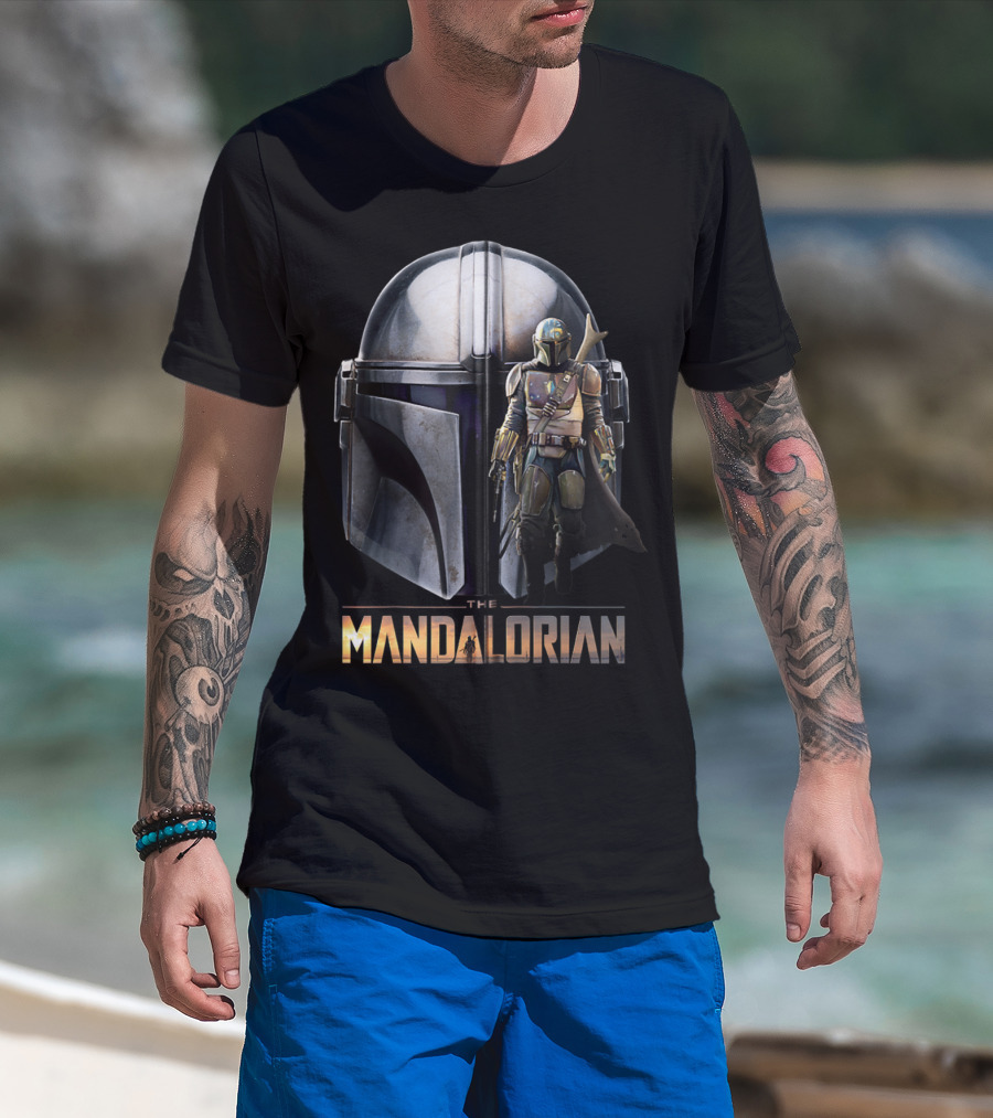 Star Wars The Mandalorian Helmet And Bounty Hunter Armor T-Shirt
