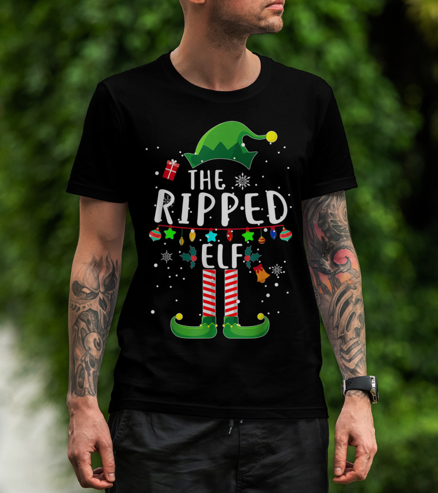 The Ripped Elf Christmas Family Fun Matching T-Shirt