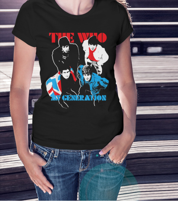 The Who My Generation Band Members With Union Jack Flag T-Shirt