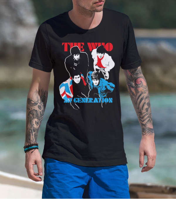 The Who My Generation Band Members With Union Jack Flag T-Shirt