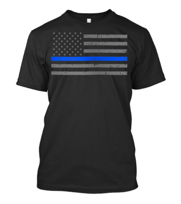 Thin Blue Line Flag Distressed Police Officer Zip T-Shirt