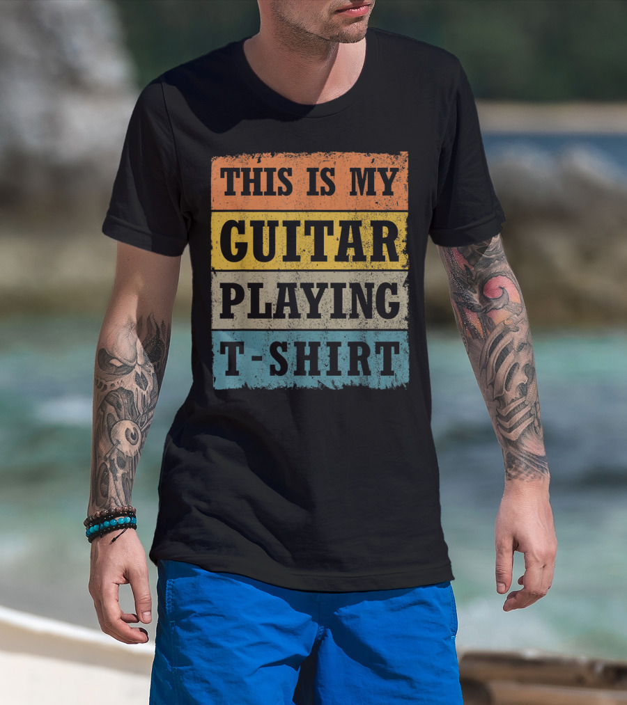 This Is My Guitar Playing T-Shirt Vintage Music T-Shirt