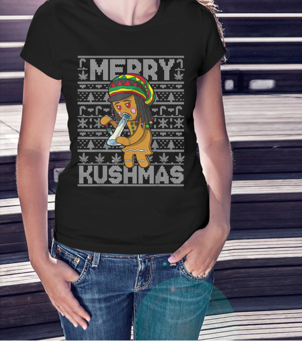 Merry Kushmas Ugly Christmas420 Marijuana T-Shirt