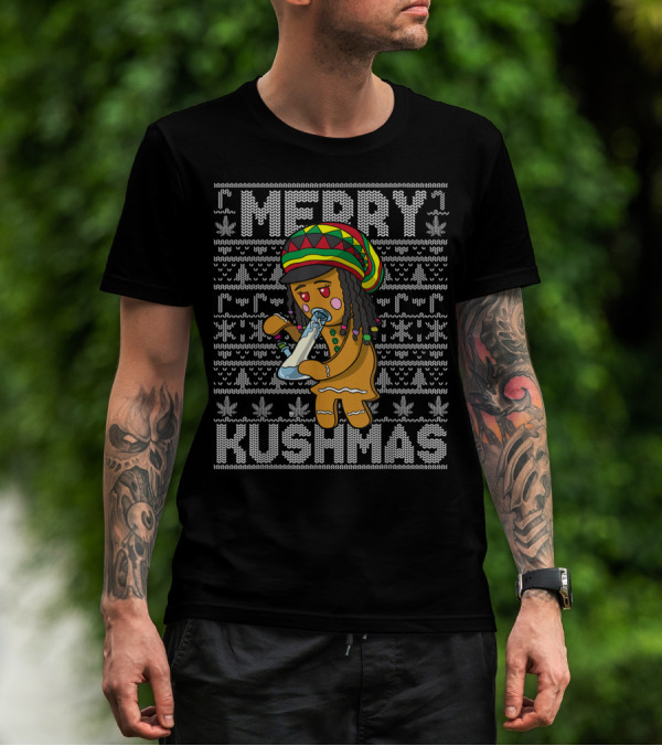Merry Kushmas Ugly Christmas420 Marijuana T-Shirt