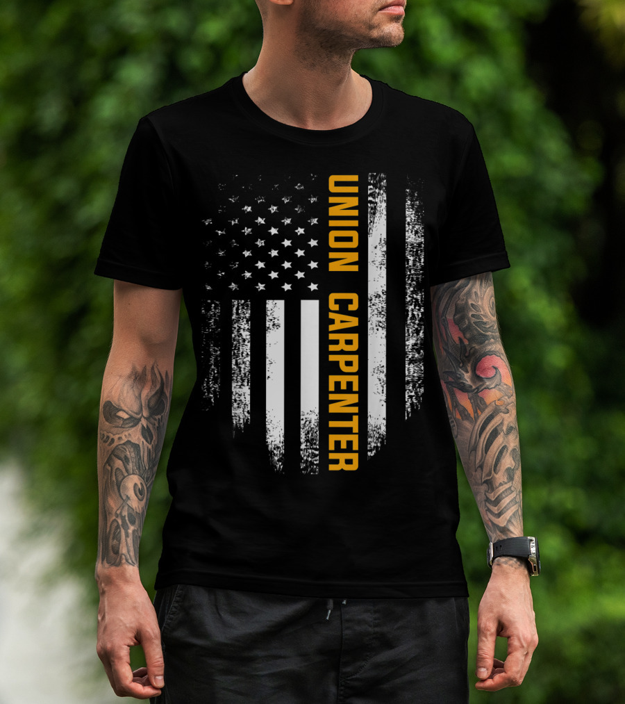 Union Carpenter Vintage American USA Flag Cool T-Shirt