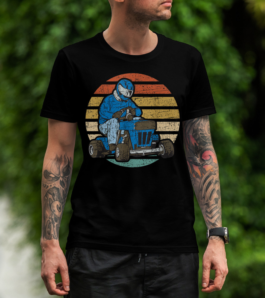 Retro Vintage Lawn Mower Racing Stripes T-Shirt