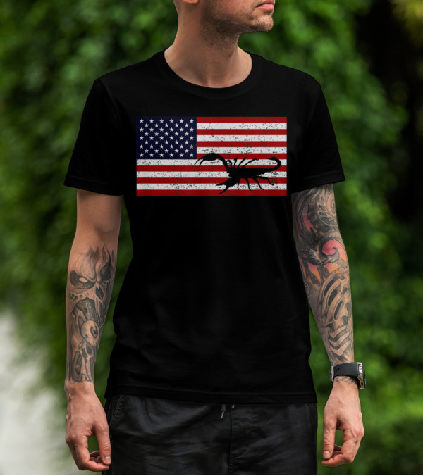 Vintage Distressed American Flag Scorpion T-Shirt