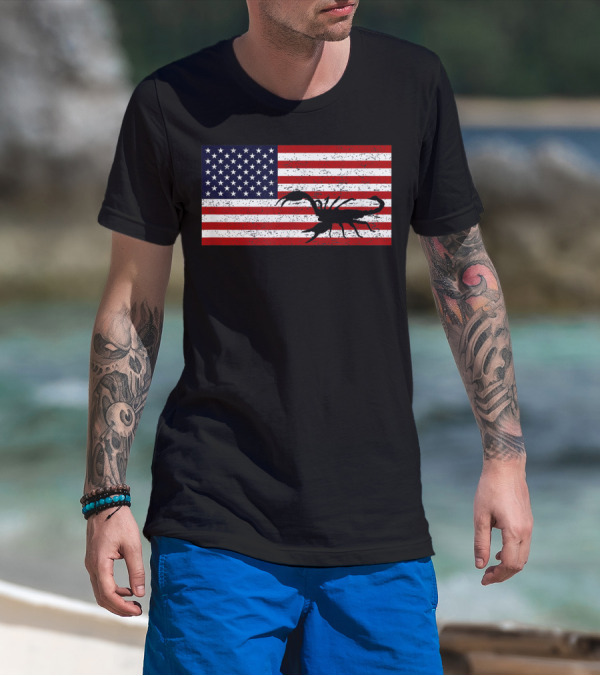 Vintage Distressed American Flag Scorpion T-Shirt