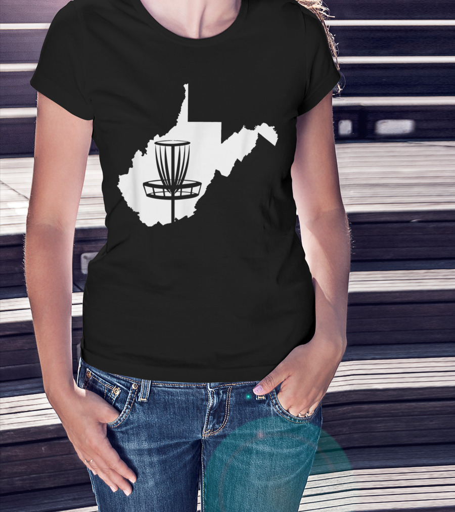 West Virginia Disc Golf State Map Basket T-Shirt