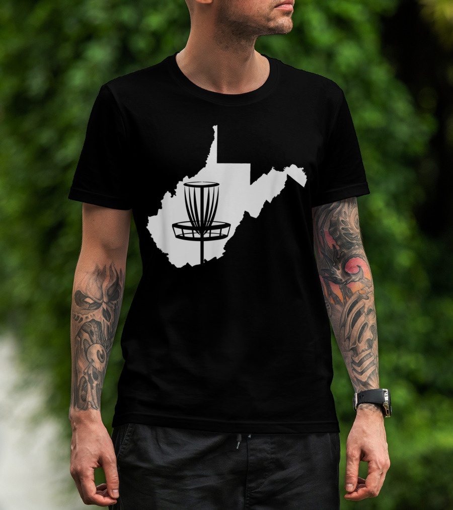 West Virginia Disc Golf State Map Basket T-Shirt