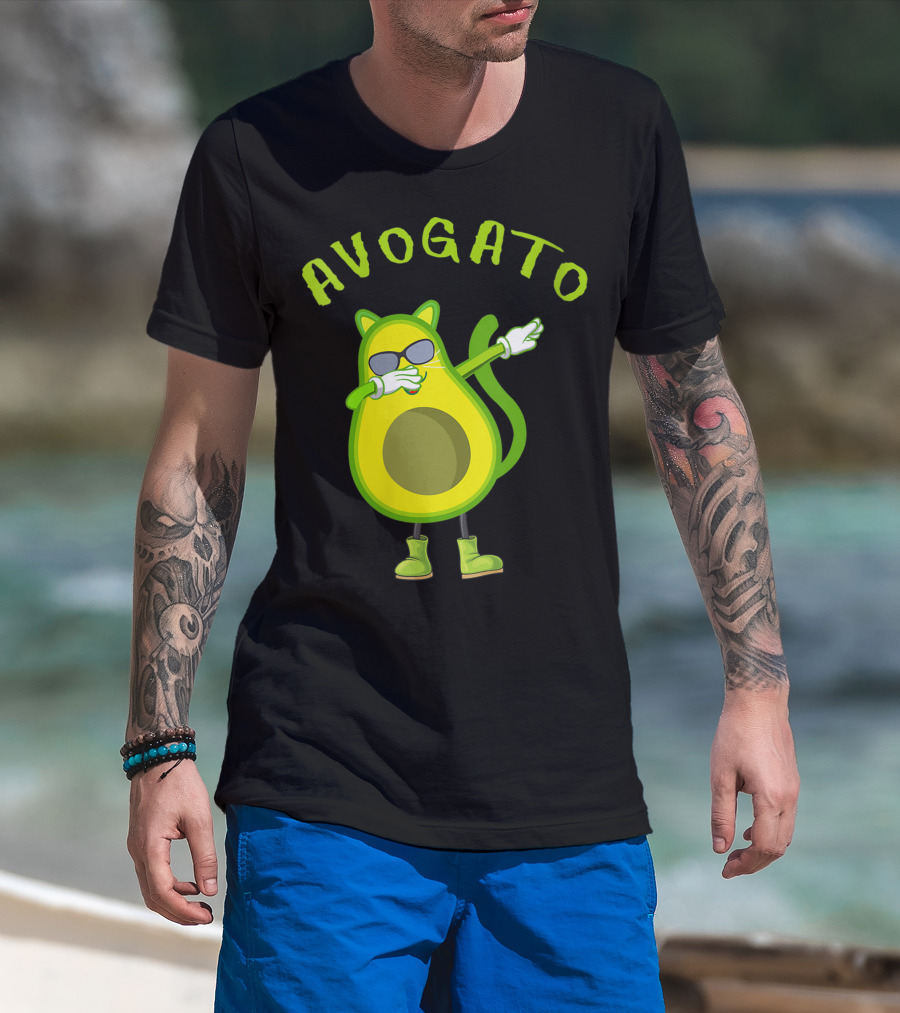 Avogato Cool Avocado Cat Dabbing T-Shirt