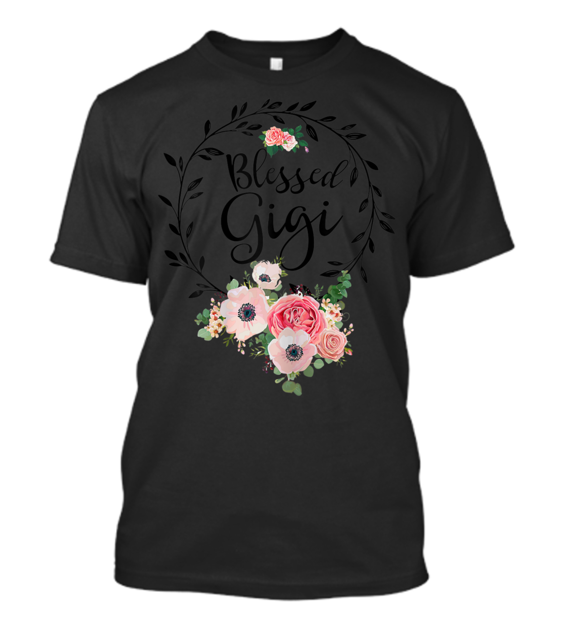 Blessed Gigi Floral Grandma Mother's With Pink And White Flowers T-Shirt